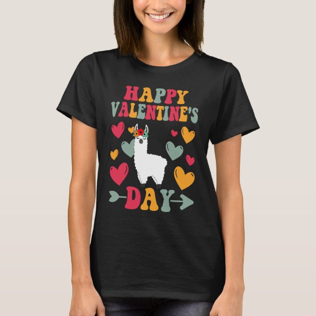 Camiseta Feliz Día de San Valentín Llama al amor Groovy (Anverso)