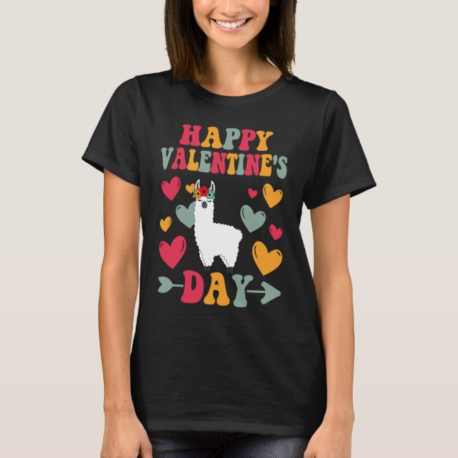 Camiseta Feliz Día de San Valentín Llama al amor Groovy (Anverso)