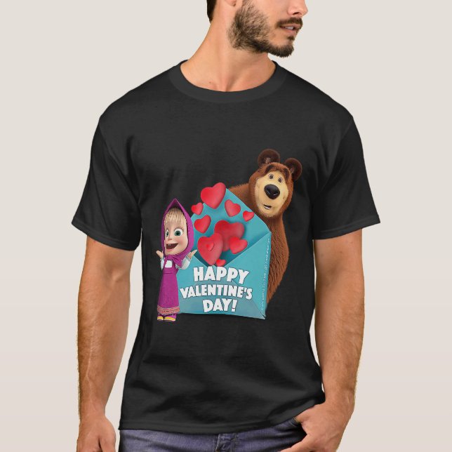 Camiseta Feliz Día de San Valentín Masha y el oso (Anverso)