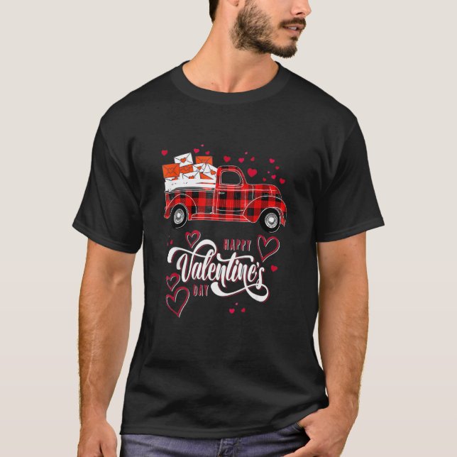Camiseta Feliz Día De San Valentín Mujeres Niños Camión Roj (Anverso)