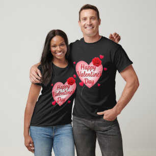 Camiseta Feliz Día de San Valentín negro