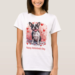 Camiseta Feliz Día de San Valentín Perro Terrier de Boston