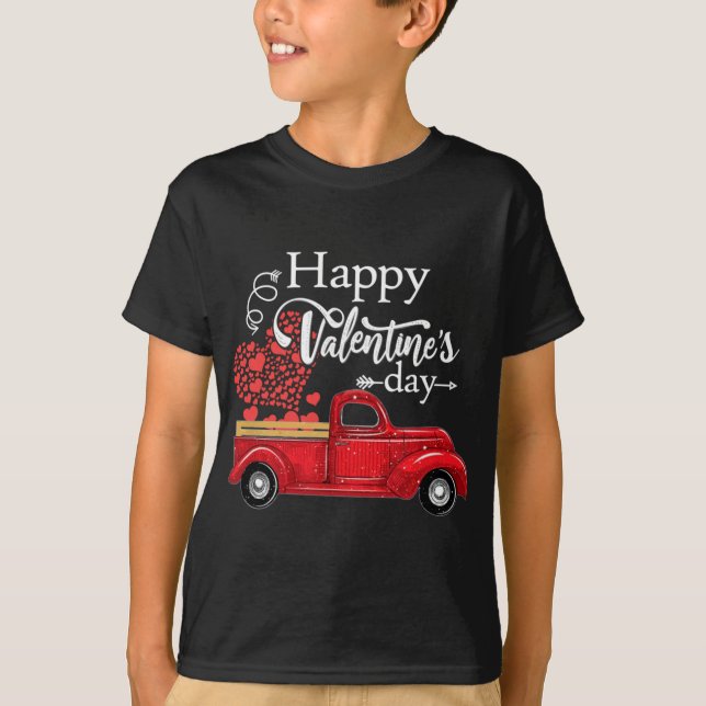 Camiseta Feliz Día de San Valentín Red Truck Recogió Red Pl (Anverso)