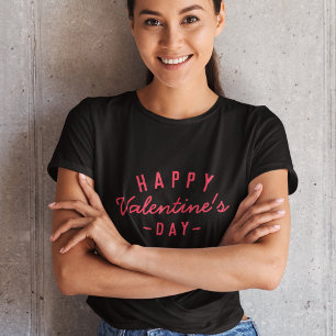 Camiseta Feliz día de San Valentín   Rojo moderno elegante 