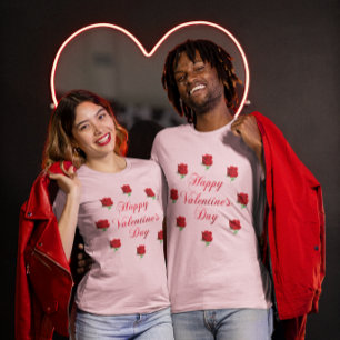 Camiseta Feliz Día de San Valentín suave Pastel Roses Rojos