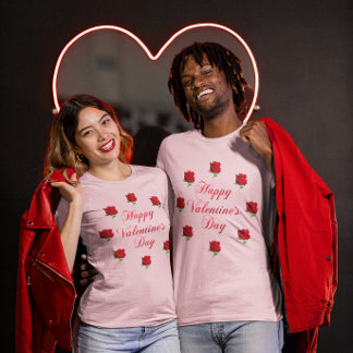 Camiseta Feliz Día de San Valentín suave Pastel Roses Rojos