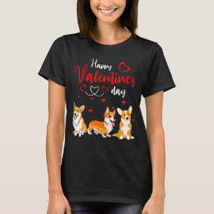 Camiseta Feliz Día de San Valentín tres ricos perros corgi