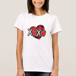Camiseta Feliz día de San Valentín xoxo blanco y rojo