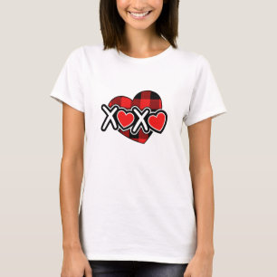 Camiseta Feliz día de San Valentín xoxo blanco y rojo