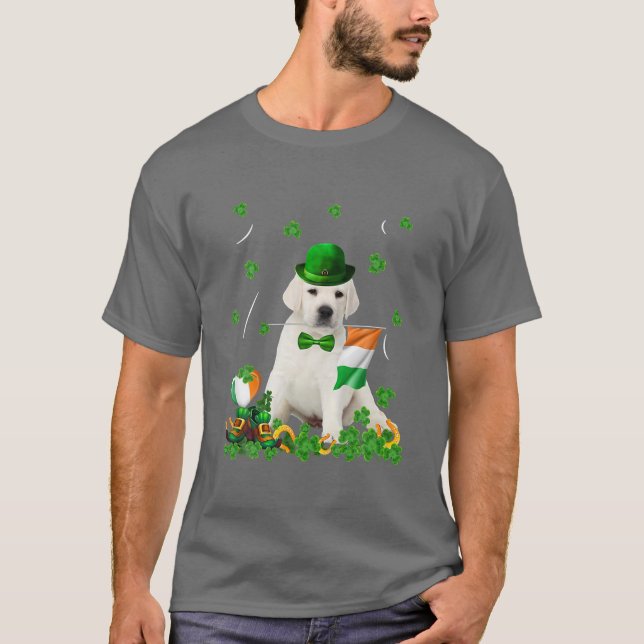 Camiseta Feliz Día de Santo Domingo Bandera de Perro Blanco (Anverso)