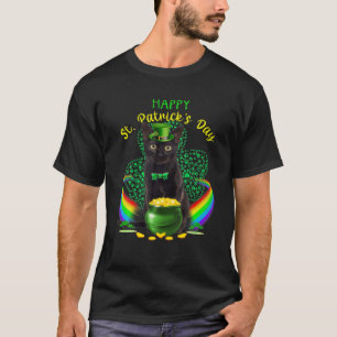 Camiseta Feliz Día de Santo Domingo Gato Negro Leprechaun G