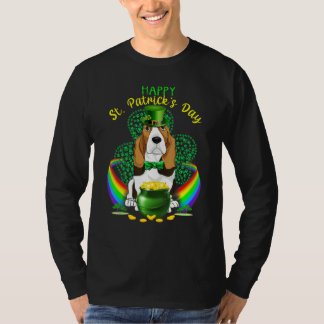 Camiseta Feliz Día de Santo Patrocinador Basset Hound Lepre