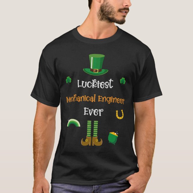 Camiseta Feliz Día de Santo Patrón Ingeniero Mecánico más a (Anverso)