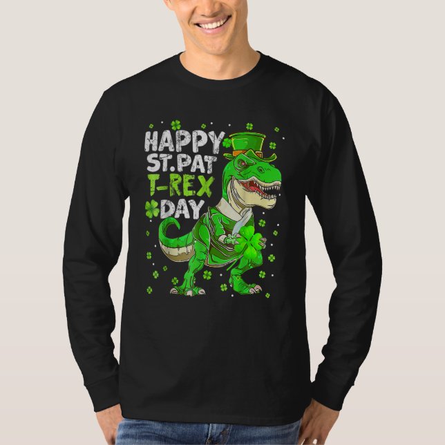 Camiseta Feliz Día de St Pat Trex Dinosaur (Anverso)
