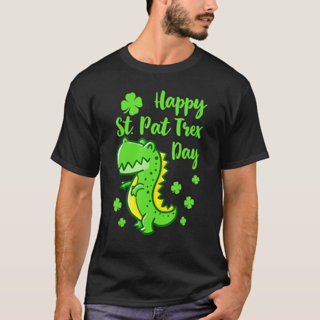 Camiseta Feliz Día de St Pat Trex Dinosaur Funny St Patrick (Anverso)