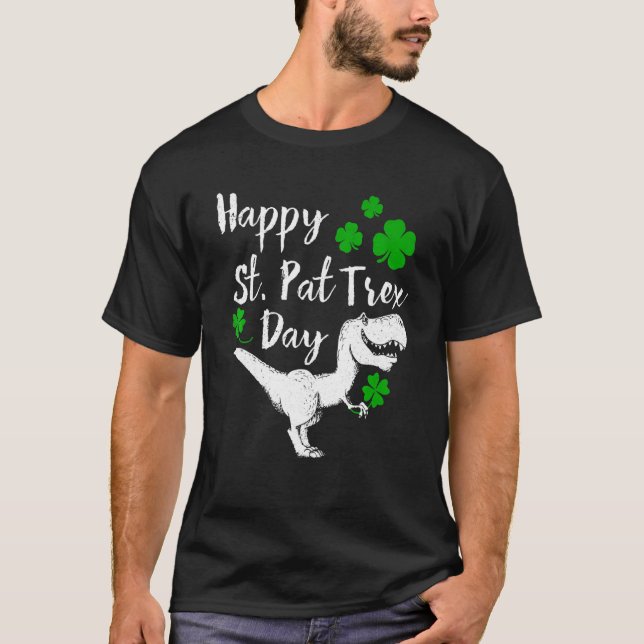 Camiseta Feliz Día de St Pat Trex Dinosaur Funny St Patrick (Anverso)