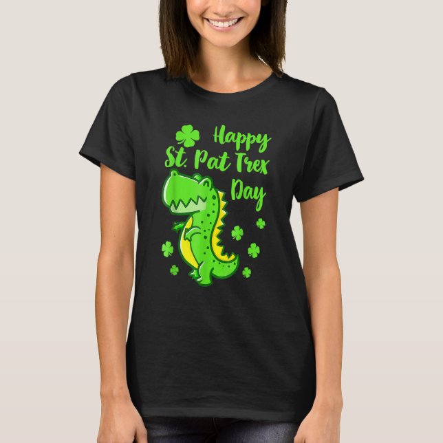 Camiseta Feliz Día de St Pat Trex Dinosaur Funny St Patrick (Anverso)