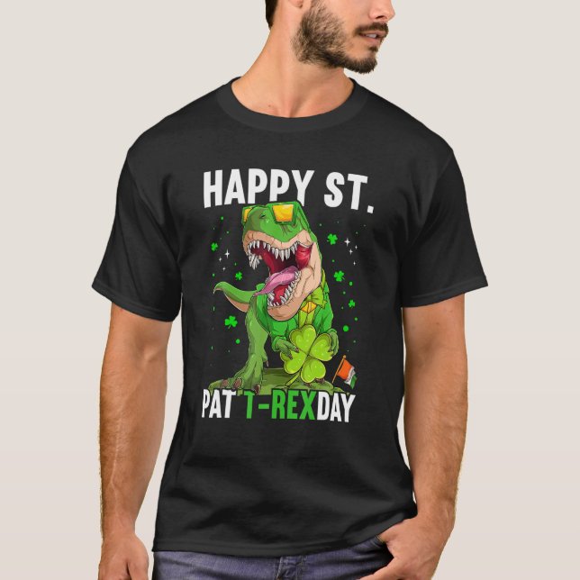 Camiseta Feliz Día de St Pat Trex Dinosaur Patricks Día Afo (Anverso)