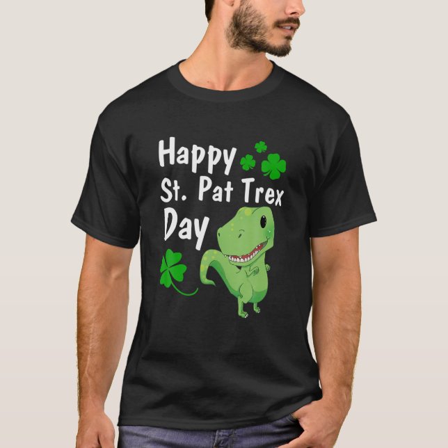 Camiseta Feliz Día de St Pat Trex en Dinosaurio (Anverso)