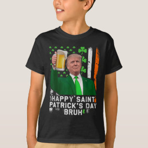 Camiseta Feliz Día de St Patricks Bruh, cerveza Trump anima