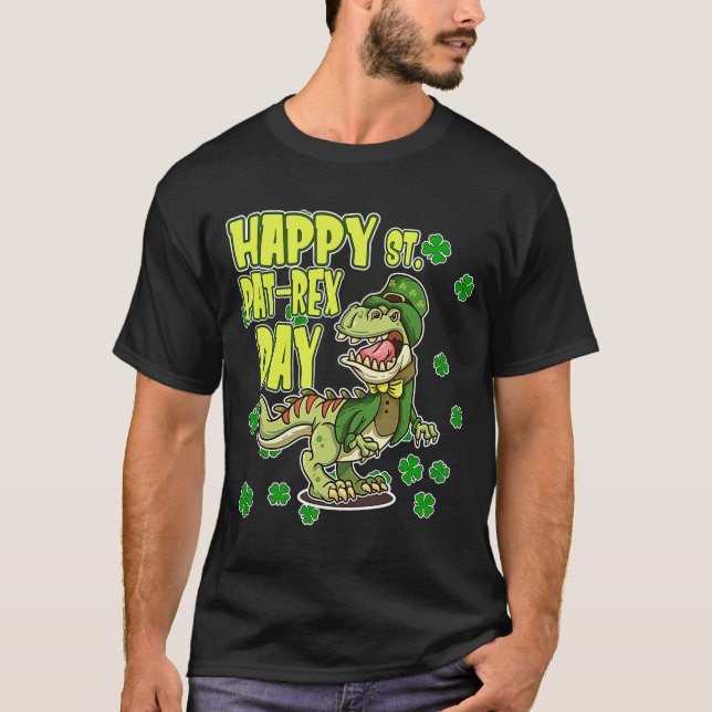 Camiseta Feliz Día de St Patricks St Pat Rex Shamrock C (Anverso)