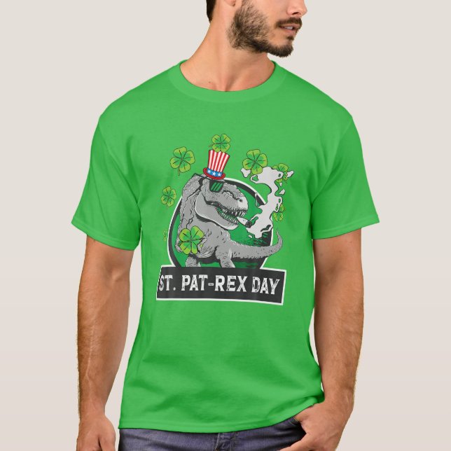 Camiseta Feliz Día de St Patricks St Pat Rex T Rex Shamrock (Anverso)
