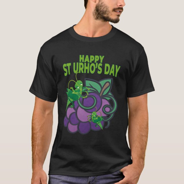 Camiseta Feliz Día de St Urhos Grasshopper Grapes Vineyard (Anverso)