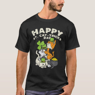 Camiseta Feliz Día de Trucos al Gato Gatos Saint Paddys St 
