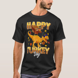 Camiseta Feliz Día de Turquía Dabbing Turkey Saurus rex Gra