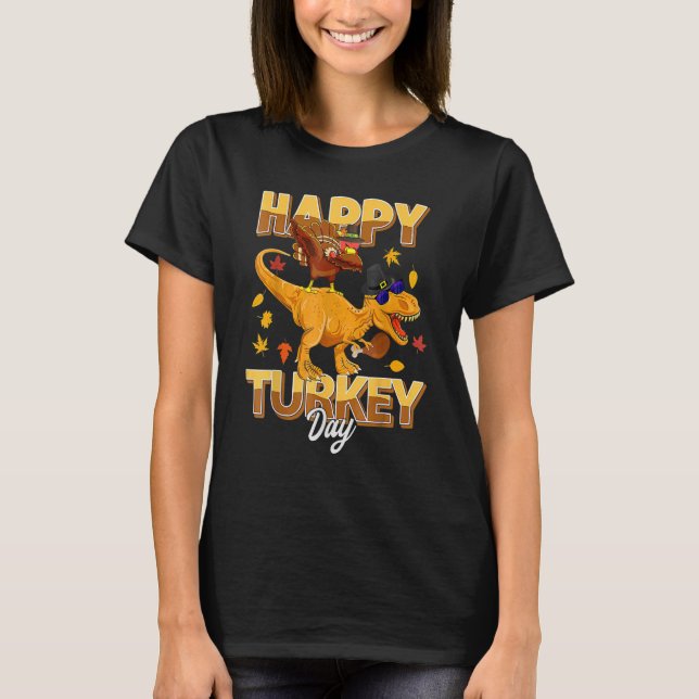 Camiseta Feliz Día de Turquía Dabbing Turkey Saurus Rex Tha (Anverso)