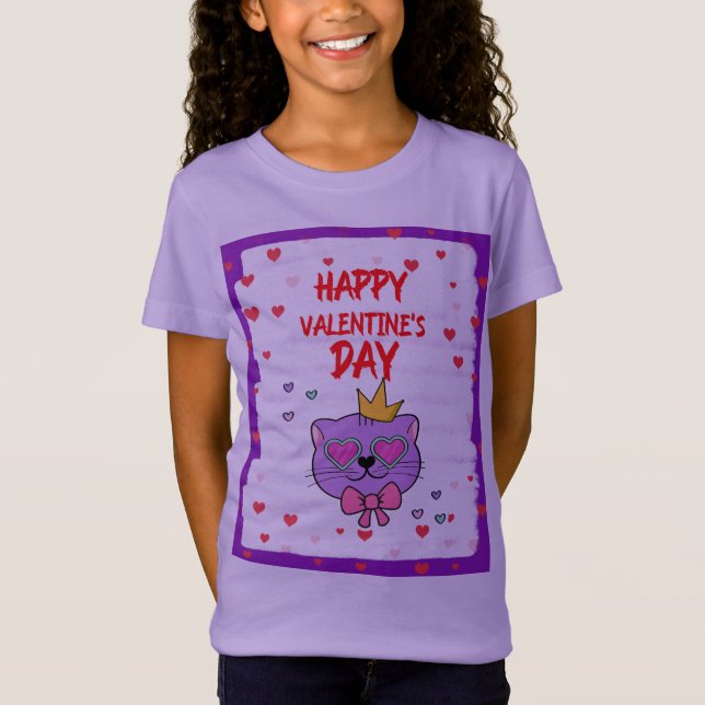 CAMISETA FELIZ DÍA DE VALENTINA CON GATO CUTIDO (Anverso)