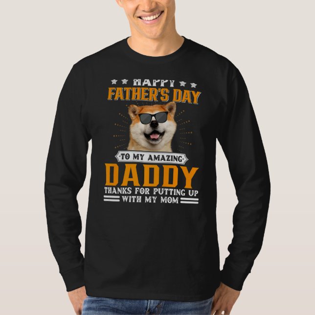 Camiseta Feliz Día del Padre Akita Perro papá para hombres (Anverso)