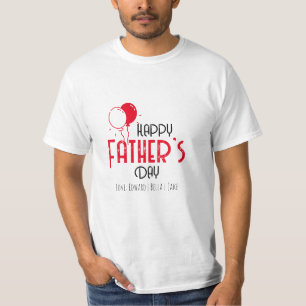 Camiseta Feliz Día del Padre con globos rojos y nombres
