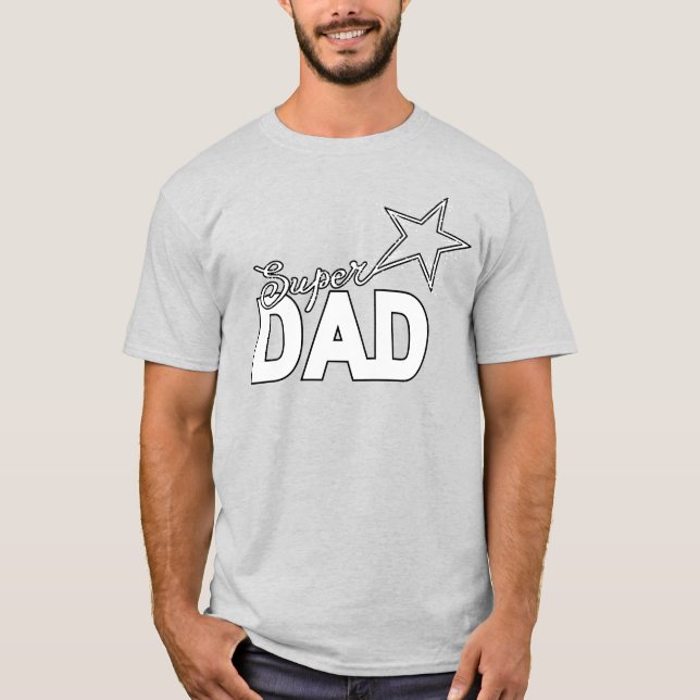 Camiseta Feliz Día del Padre Diseño Moderno "SUPER DAD" (Anverso)