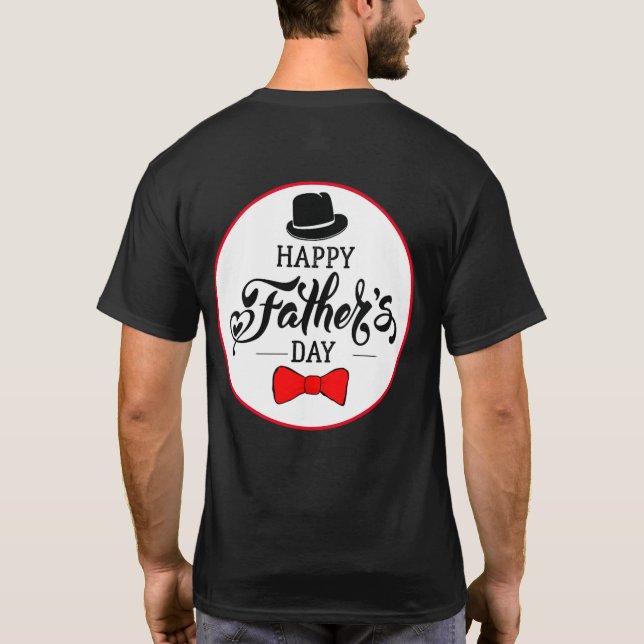 Camiseta Feliz Día del Padre Gorra y empate (Reverso)