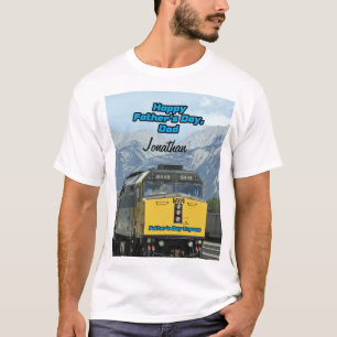 Camiseta Feliz Día del Padre, motor de tren amarillo