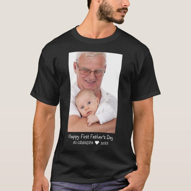Camiseta Feliz Día del Padre Nuevo foto del abuelo negro (Anverso)