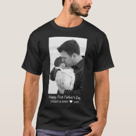 Camiseta Feliz Día del Padre Nuevo Papá Foto De Bebé Negro