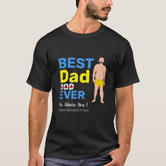 Camiseta Feliz Día del Padre papá bod nombres personalizado (Anverso)