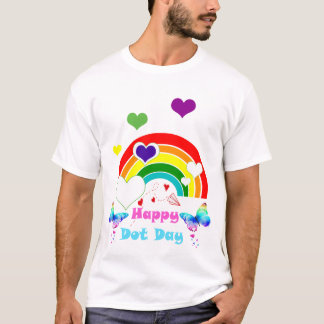Camiseta Feliz Día del Punto Colorido Arcoiris Polka Niños