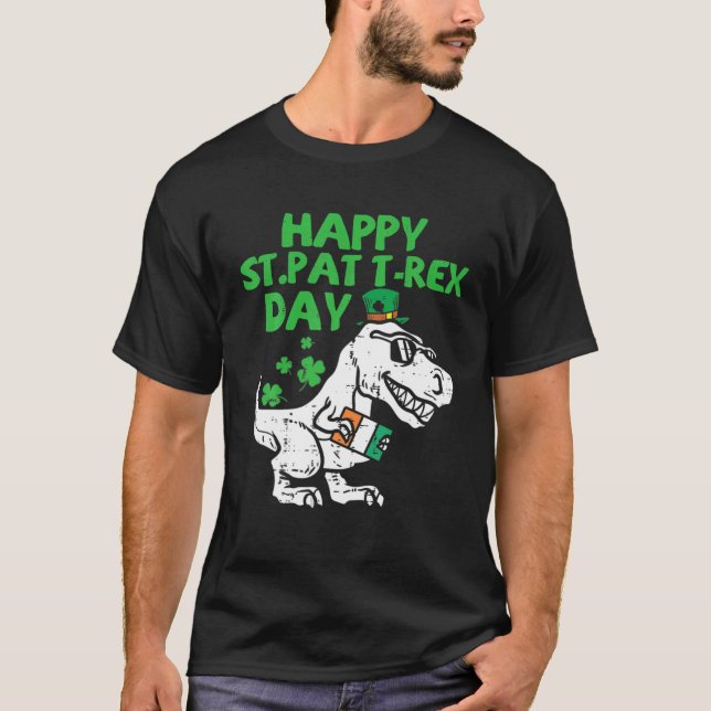 Camiseta Feliz Día del Rex St. Patrick Dinosaur Día B (Anverso)