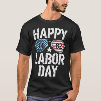 Camiseta Feliz Día del Trabajo gafas de sol de la bandera e