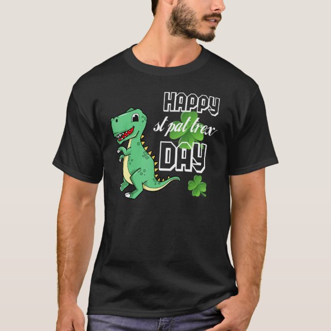Camiseta Feliz Día del Trébol de St Pat Dino St Patricks Da (Anverso)