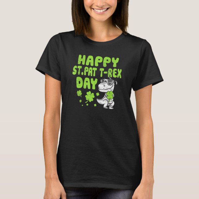 Camiseta Feliz Día del Trébol de St Pat Dino St Patricks Da (Anverso)