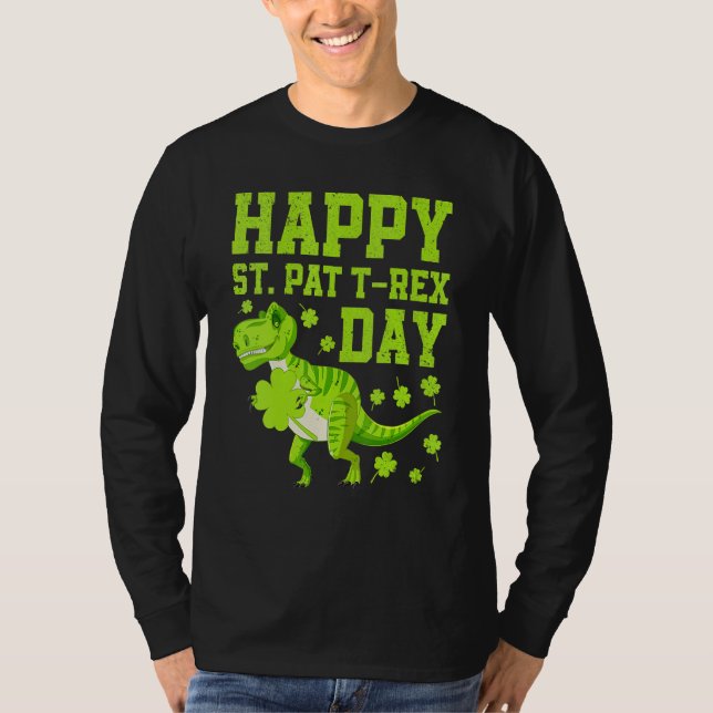 Camiseta Feliz Día del Trébol de St Pat Dino St Patricks Da (Anverso)