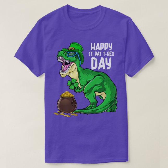 Camiseta Feliz Día del Trébol de St Pat Dino St Patricks Da (Diseño del anverso)