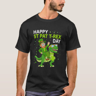 Camiseta Feliz Día del Trébol de St Pat Niños Dino Niños Pe
