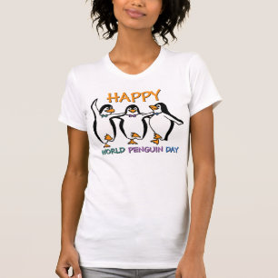 Camiseta Feliz Día Mundial del Pingüino - Texto de feriado