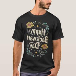 Camiseta Feliz Día Nacional al Revés Texto Floral Invertido