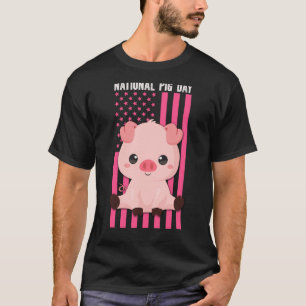 Camiseta Feliz Día Nacional del Cerdo Bandera Americana